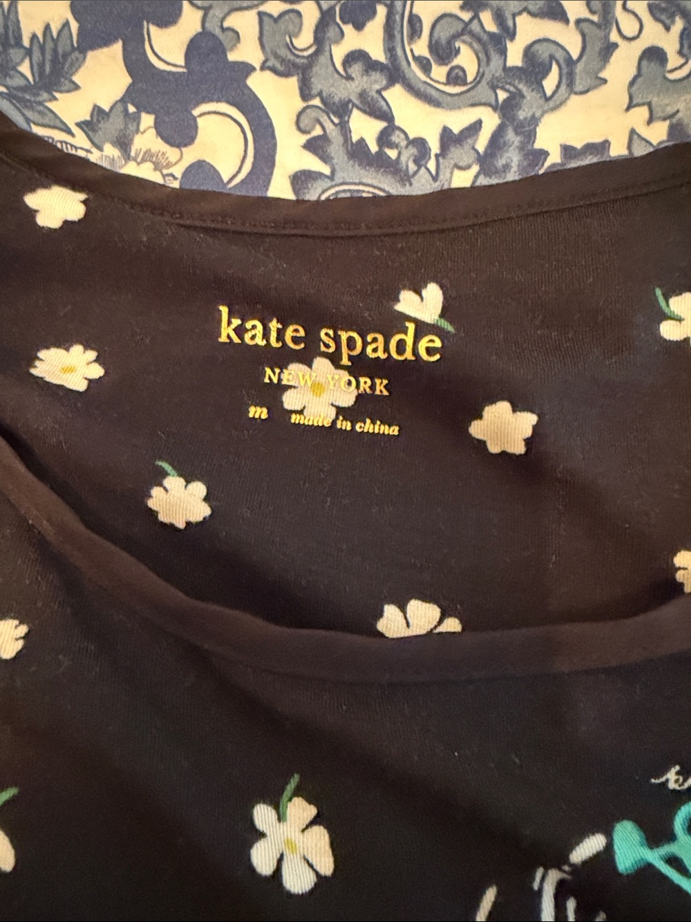 kate spade Black Floral Cat Pajama Set with Teal Accents - Picture 3 of 7